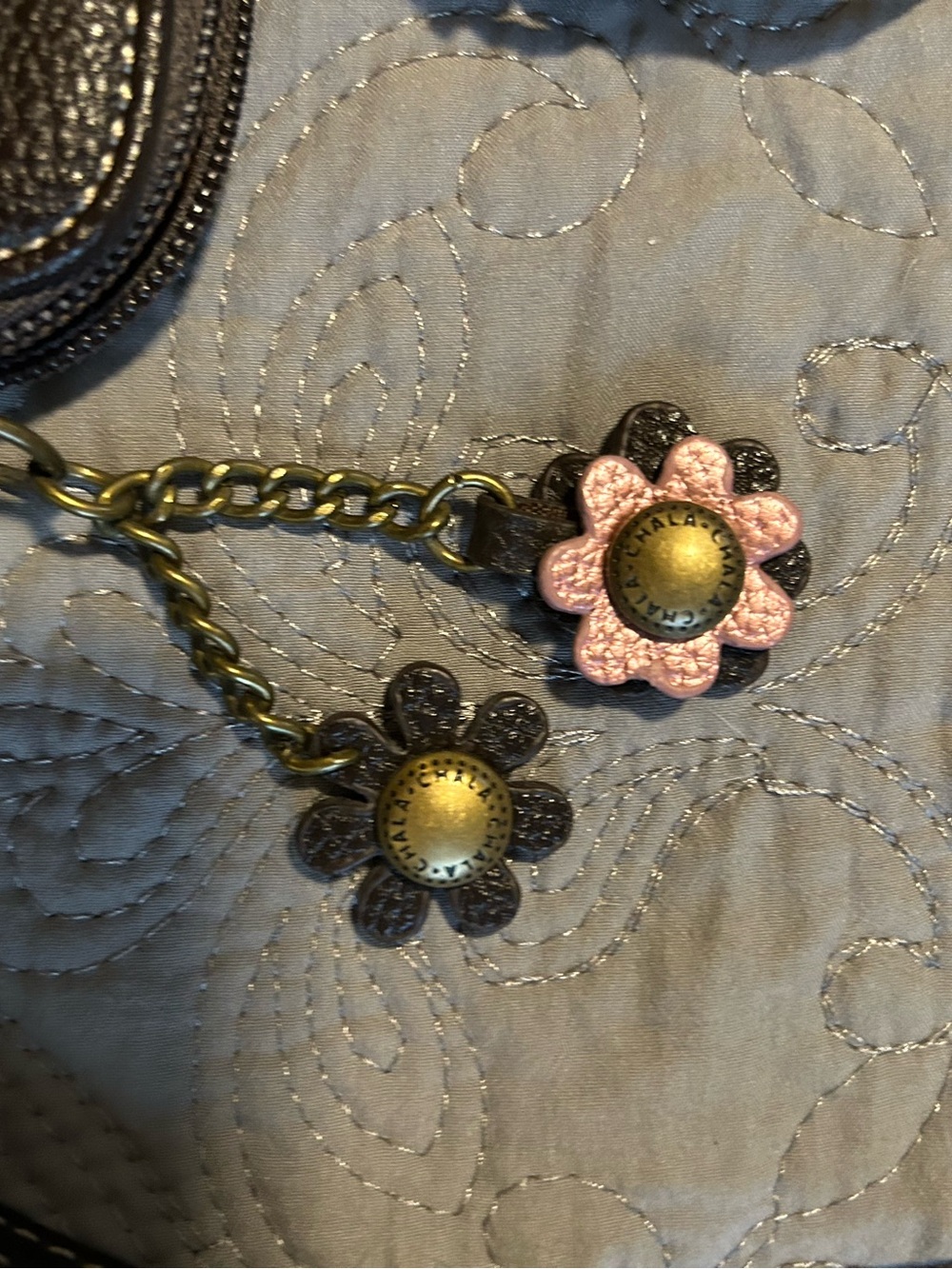 Chala Metallic Pink Flamingo Crossbody with Brown Trim - Picture 3 of 3